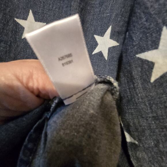 D&Co Denim Stars Button Shirt Womens XL Blue Patriotic July 4th Western Boho - Picture 6 of 9